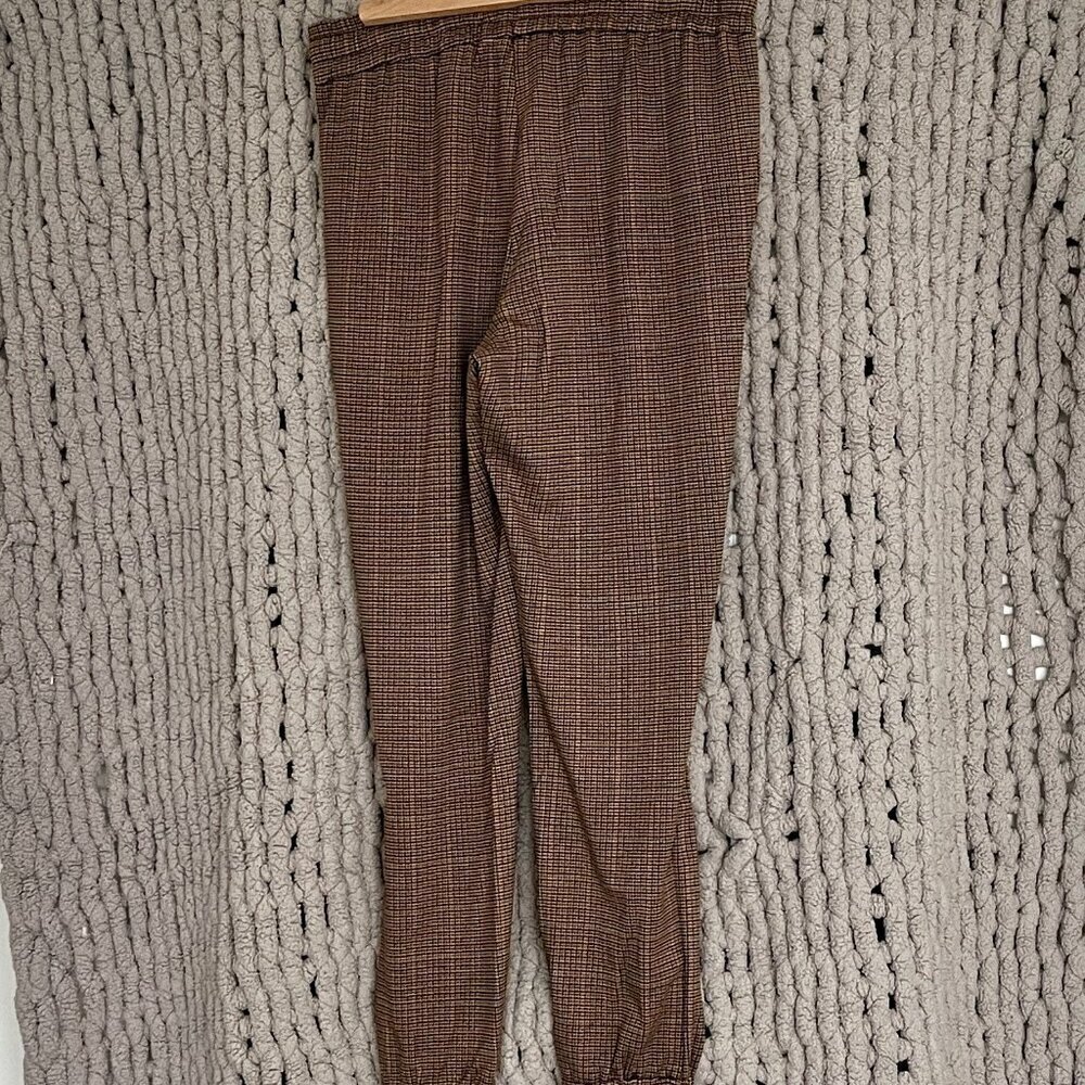Jogger Style Dress Pants (2 pairs) Black/White Checked & Brown/Beige Tartan (M) - Picture 15 of 15
